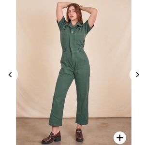 BIG BUD PRESS SHORT SLEEVE JUMPSUIT - DARK EMERALD GREEN - MEDIUM - CROPPED